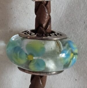 Pandora Murano Collaboration Flower Bead Charm With Blue and Green